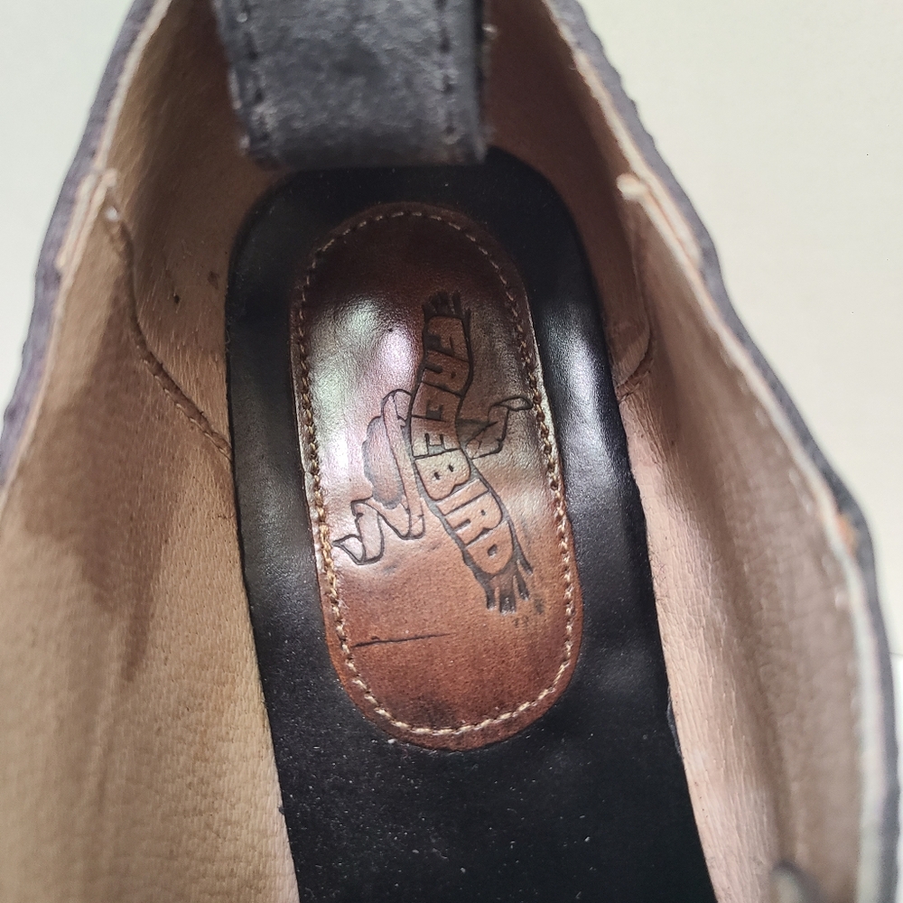 Freebird By Steven "Mabel" Black Grey Distressed Leather Shoes Size 10 - Picture 10 of 15